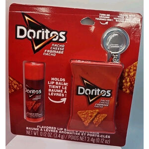 Doritos Nacho Cheese Lip Balm & Travel Keychain Lip Balm Holder 2 Piece Set